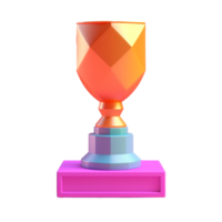 trophy in 3D style trending color palette with png