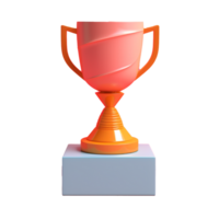 trophy in 3D style trending color palette with png