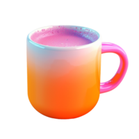 hot coffee mug in 3D style trending color palette with png