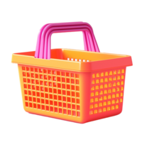 shopping basket in 3D style trending color palette with png