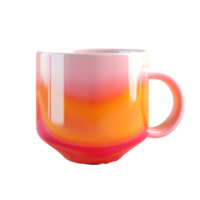 hot coffee mug in 3D style trending color palette with png