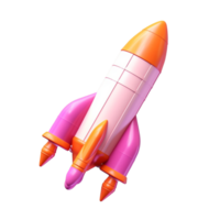 rocket in 3D style trending color palette with png