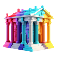 bank in 3D style trending color palette with png