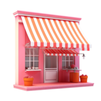 shop front in 3D style trending color palette with png