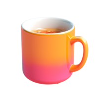 hot coffee mug in 3D style trending color palette with png