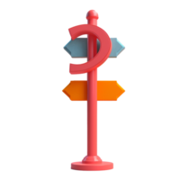 signpost in 3D style trending color palette with png