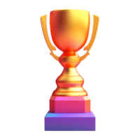 trophy in 3D style trending color palette with png