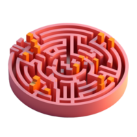 small maze in 3D style trending color palette with png