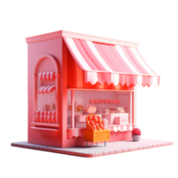 shop front in 3D style trending color palette with png