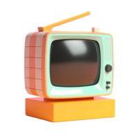 vintage television in 3D style trending color palette with png