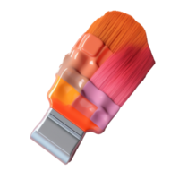 acrylic paint brush in 3D style trending color palette with png
