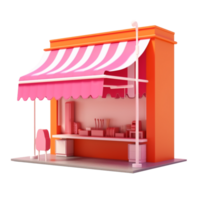 shop front in 3D style trending color palette with png