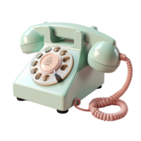 vintage telephone in 3D style trending color palette with png