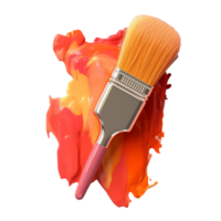 acrylic paint brush in 3D style trending color palette with png