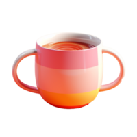 hot coffee mug in 3D style trending color palette with png