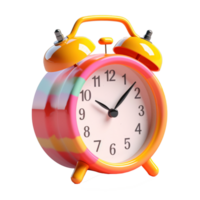 alarm clock in 3D style trending color palette with png