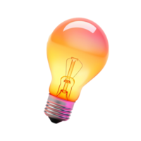 light bulb in 3D style trending color palette with png