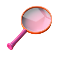 magnifying glass in 3D style trending color palette with png