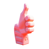 thumbs up in 3D style trending color palette with png