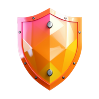 shield in 3D style trending color palette with png