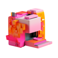 printer in 3D style trending color palette with png