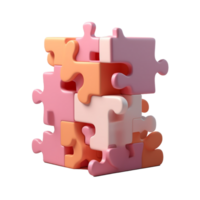 Jigsaw puzzle in 3D style trending color palette with png