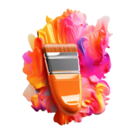 acrylic paint brush in 3D style trending color palette with png