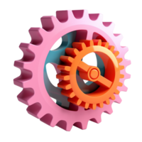 cog in 3D style trending color palette with png