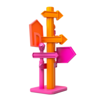 poteau indicateur dans 3d style tendance Couleur palette avec génératif ai png