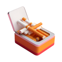 cigarro caixa dentro 3d estilo tendendo cor paleta com generativo ai png