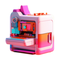 printer in 3D style trending color palette with png