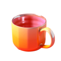 hot coffee mug in 3D style trending color palette with png