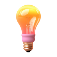 light bulb in 3D style trending color palette with png