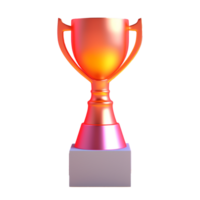 trophy in 3D style trending color palette with png