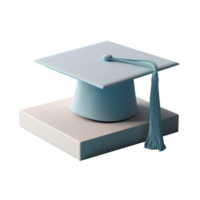 graduation cap in 3D style trending color palette with png