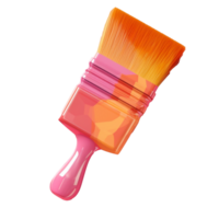 acrylic paint brush in 3D style trending color palette with png