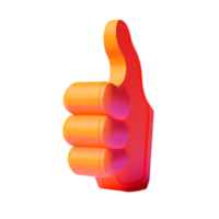 thumbs up in 3D style trending color palette with png