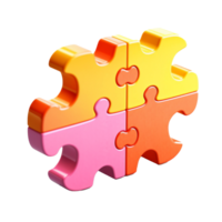 Jigsaw puzzle in 3D style trending color palette with png