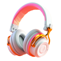 over the head headphones in 3D style trending color palette with png