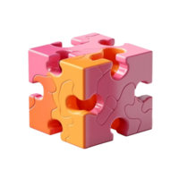 Jigsaw puzzle in 3D style trending color palette with png