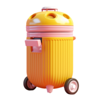 rubbish bin in 3D style trending color palette with png