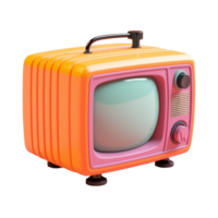 vintage television in 3D style trending color palette with png