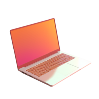 laptop in 3D style trending color palette with png