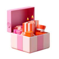 gift box in 3D style trending color palette with png