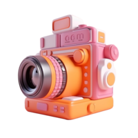 digital camera in 3D style trending color palette with png