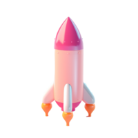 rocket in 3D style trending color palette with png