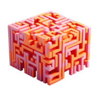 small maze in 3D style trending color palette with png