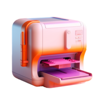 printer in 3D style trending color palette with png