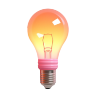 light bulb in 3D style trending color palette with png