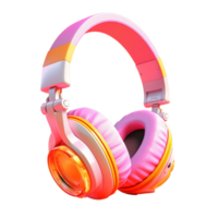 over the head headphones in 3D style trending color palette with png